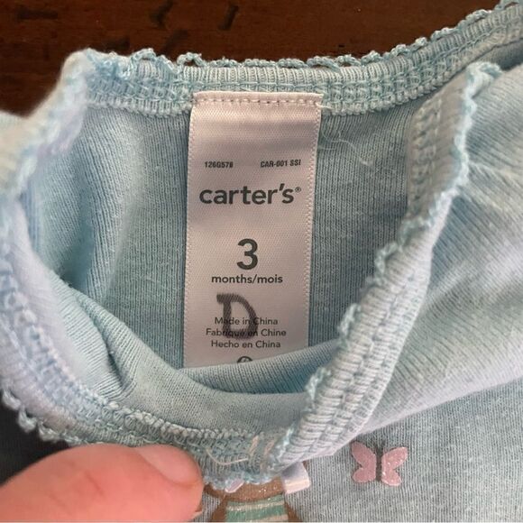 Carter’s Baby Girls Onesie with Matching Pants Monkey Application Size 3 Months - Picture 3 of 7